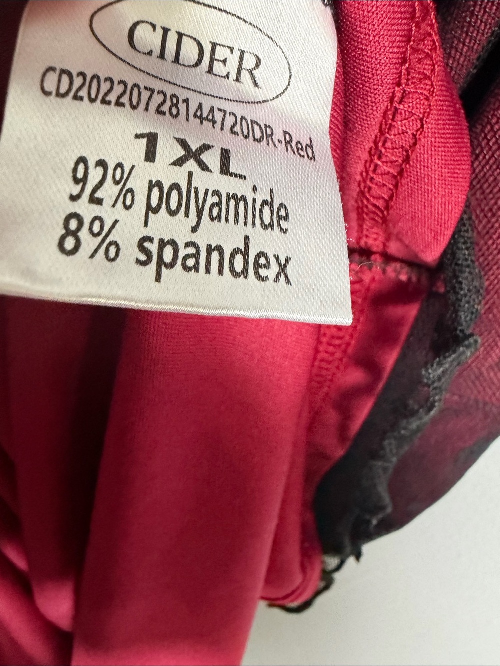 Cider Burgundy Mini Dress with Black Polka-Dot Mesh Stretch 1X - Picture 7 of 10